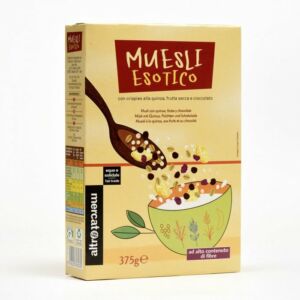 muesli alla frutta, cioccolata e quinoa