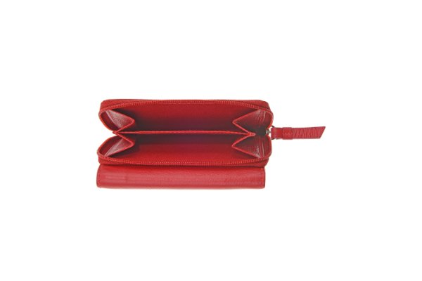Portafoglio Compact in nappa, rosso
