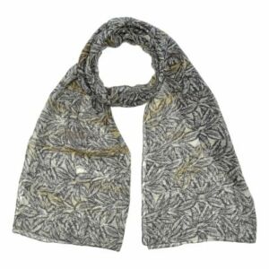 Stola Leaves seta nero,grigio&beige