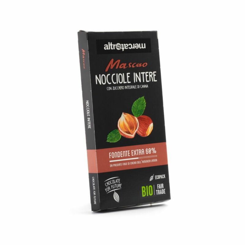 Cioccolato Mascao fondente extra con nocciole intere - bio - 100g