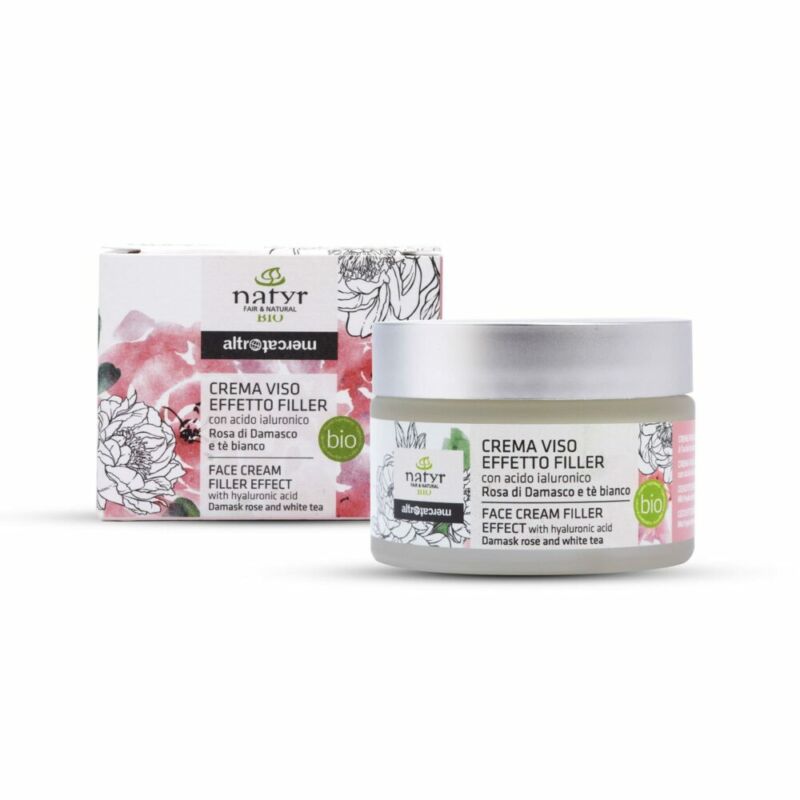 Crema viso - effetto filler - rosa di Damasco e tè bianco - bio - 50 ml