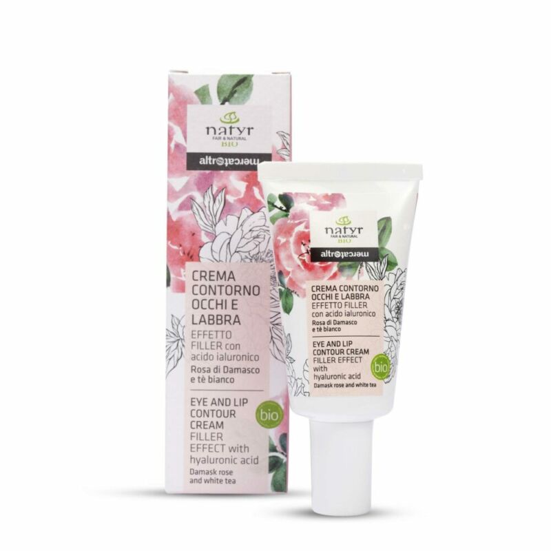 Contorno occhi e labbra - effetto filler - Rosa di Damasco e tè bianco - bio - 30 ml