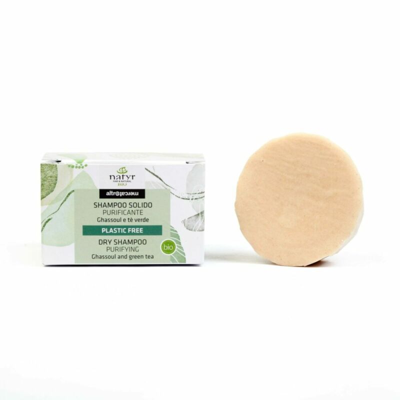 Shampoo solido - purificante - ghassoul e tè verde - 55 gr -bio