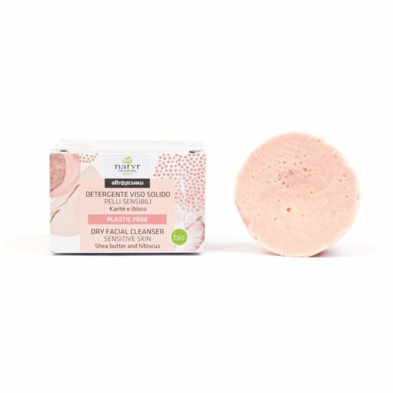 Detergente viso solido - Pelli sensibili - Karité e Ibisco - 35 gr - bio