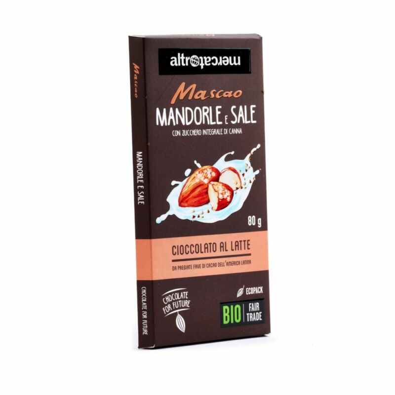 Cioccolato Mascao al latte con mandorle e sale - bio - 80g