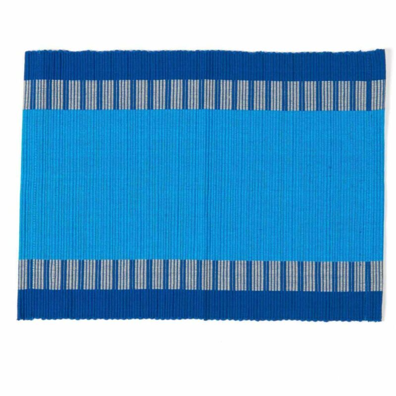 Tovaglietta Handloom in cotone celeste e blu
