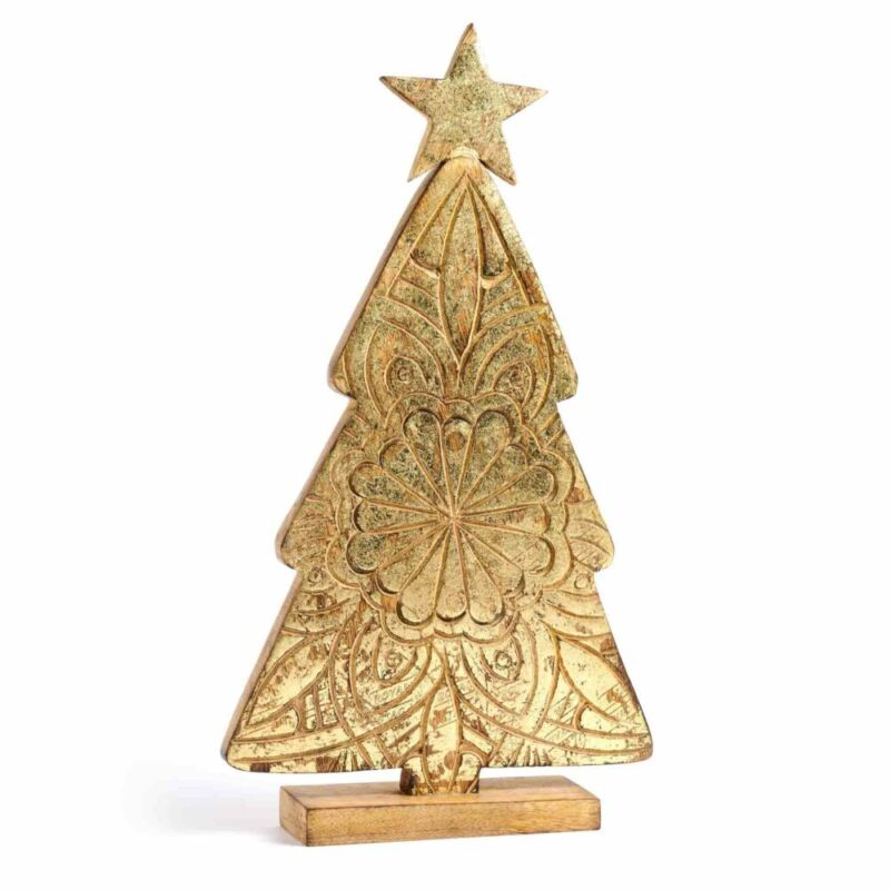 Albero Floreale in legno di mango e foglia d'oro