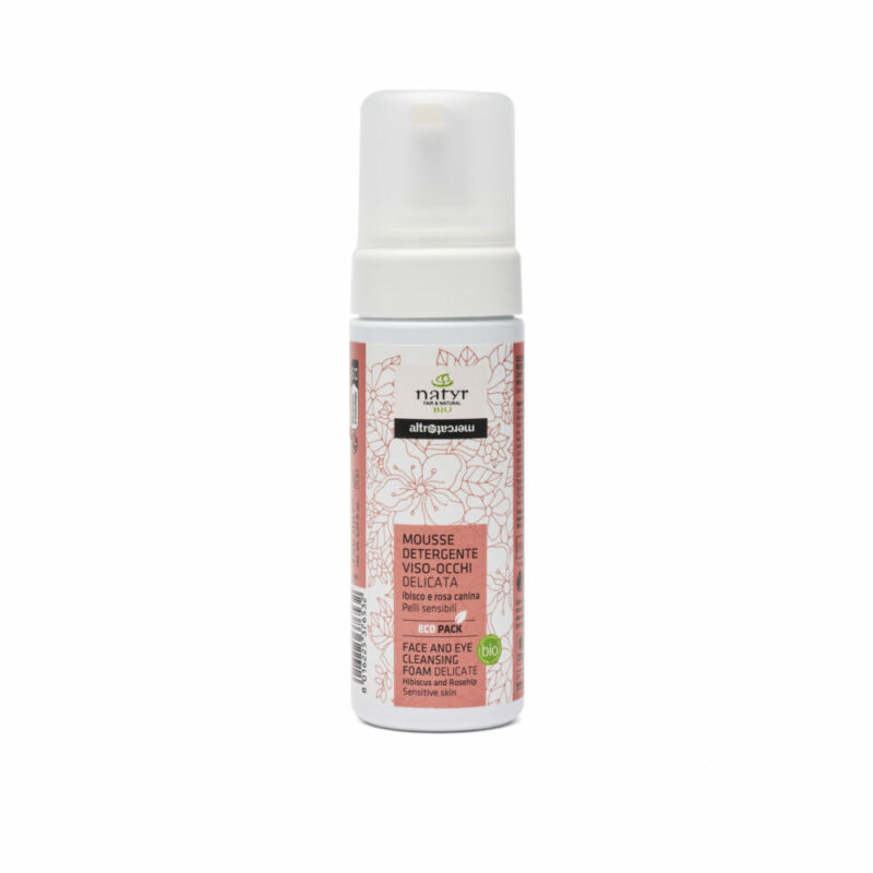 NOVITA'! - Mousse detergente viso - occhi - delicata per pelli sensibili - Ibisco - bio - 150ml