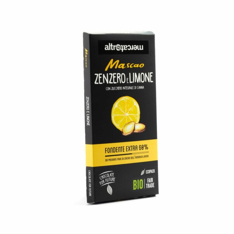 Cioccolato Mascao fondente allo zenzero e limone - bio - 80g