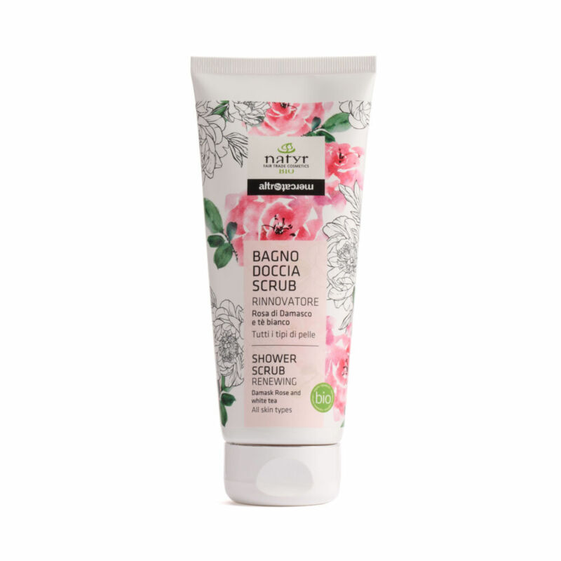 Bagnodoccia scrub rinnovatore rosa di damasco e Tè bianco -bio - 200 ml